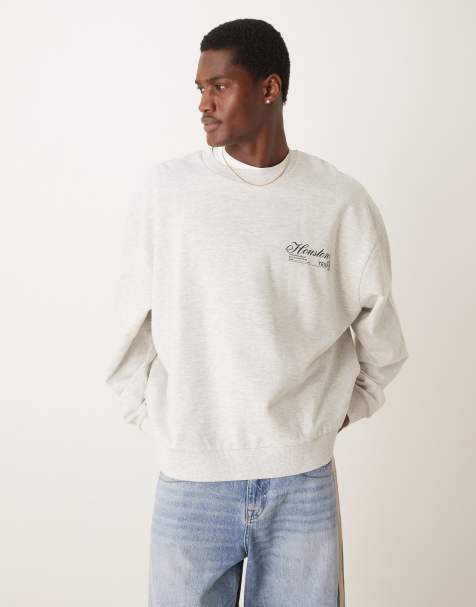 ASOS DESIGN - Sweat oversize avec imprimé sur le devant - Blanc chiné - view 1
