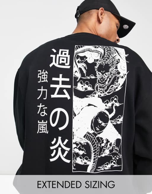 ASOS DESIGN - Sweat oversize avec imprimé vintage au dos - Noir