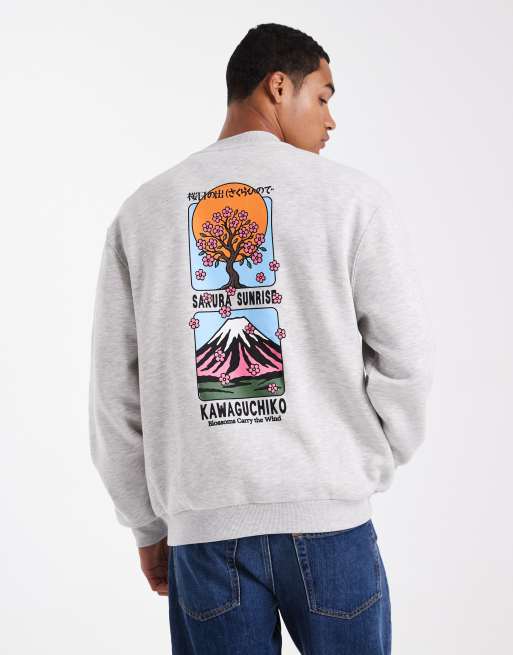 ASOS DESIGN - Sweat oversize avec imprimé vintage - Blanc chiné