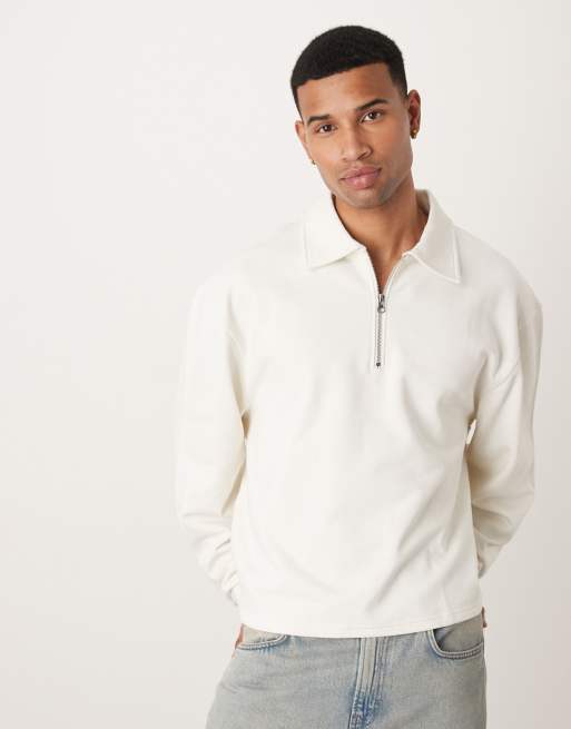 ASOS DESIGN - Sweat oversize coupe carrée à col zippé - Gris