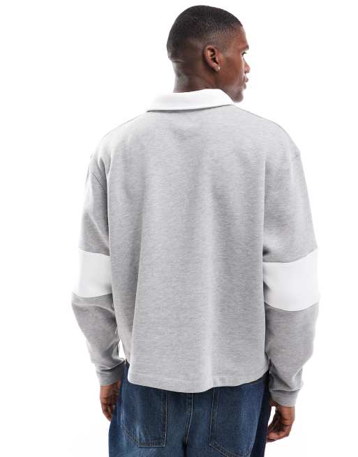 ASOS DESIGN - Sweat oversize coupe carrée à empiècements contrastants - Gris chiné, 2 de 4