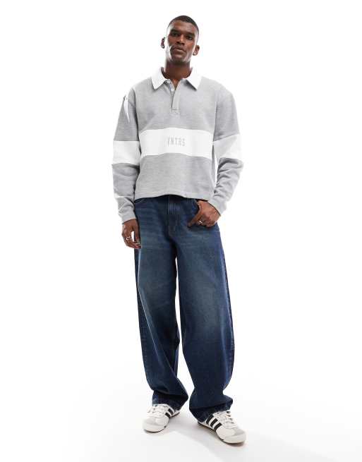 ASOS DESIGN - Sweat oversize coupe carrée à empiècements contrastants - Gris chiné, 4 de 4