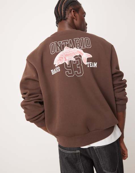 ASOS DESIGN - Sweat oversize coupe carrée avec imprimé au dos - Marron - view 1
