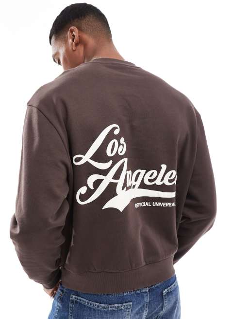 ASOS DESIGN - Sweat oversize coupe carrée avec imprimé ville - Marron