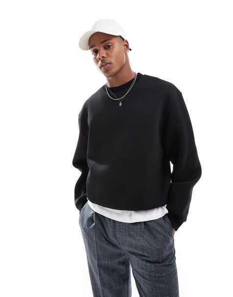 ASOS DESIGN - Sweat oversize coupe carrée en néoprène - Noir - view 1