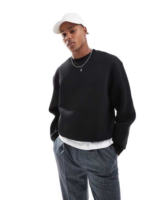 ASOS DESIGN - Sweat oversize coupe carrée en néoprène - Noir