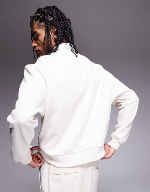 ASOS DESIGN - Sweat oversize coupe carrée en tissu épais 400 g/m² à col polo - Blanc, 2 de 4
