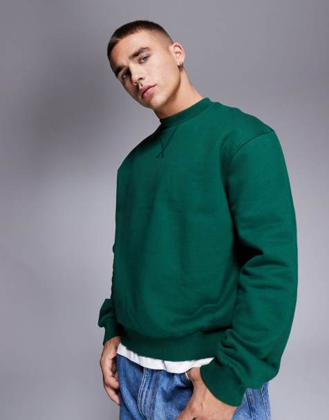 ASOS DESIGN - Sweat oversize coupe carrée en tissu épais 400 g/m² de qualité supérieure - Vert foncé - view 1