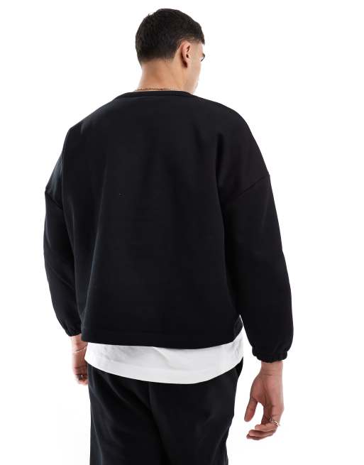 ASOS DESIGN - Sweat oversize d'ensemble coupe carrée en tissu épais 400 g/m² de qualité supérieure - Noir, 4 de 4