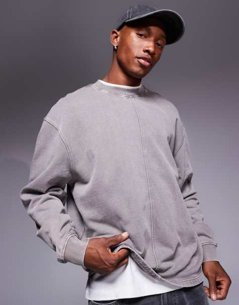 ASOS DESIGN - Sweat oversize d'ensemble effet coupé cousu - Marron délavé - view 1