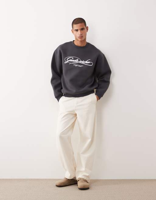 ASOS DESIGN - Sweat oversize en imitation néoprène à imprimé en relief - Noir, 4 de 5