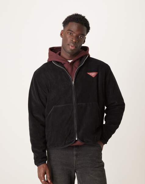 ASOS DESIGN - Sweat oversize en polaire à col cheminée et imprimé - Noir - view 1