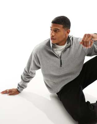 ASOS DESIGN - Sweat oversize en polaire à col zippé - Gris - view 1
