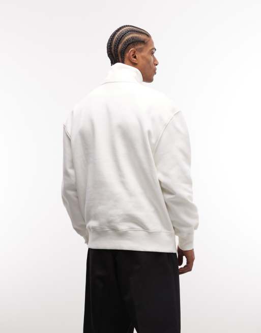 ASOS DESIGN - Sweat oversize en tissu épais 400 g/m² de qualité supérieure à col zippé - Blanc cassé, 5 de 5