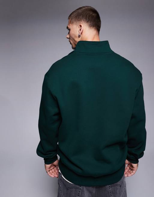 ASOS DESIGN - Sweat oversize en tissu épais 400 g/m² de qualité supérieure à col zippé - Vert forêt, 2 de 4