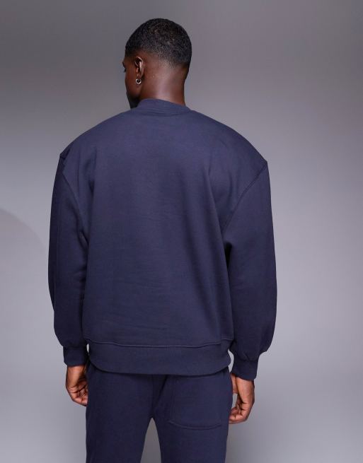 ASOS DESIGN - Sweat oversize en tissu épais 400 g/m² de qualité supérieure - Bleu marine, 3 de 6