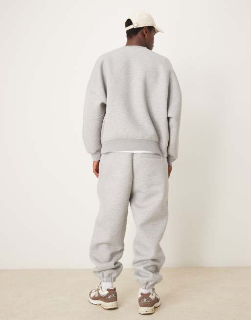 ASOS DESIGN - Sweat oversize en tissu imitation néoprène épais à col cheminée zippé - Gris chiné , 3 de 5