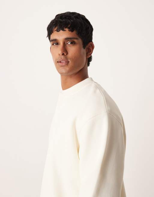 ASOS DESIGN - Sweat oversize épais à col tunisien - Écru, 4 de 5