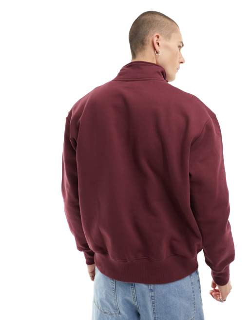 ASOS DESIGN - Sweat oversize épais à col zippé - Bordeaux, 3 de 4