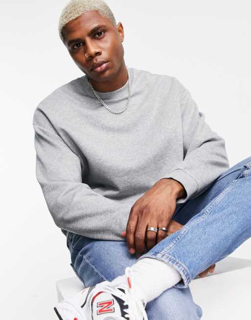 ASOS DESIGN - Sweat oversize - Gris chiné