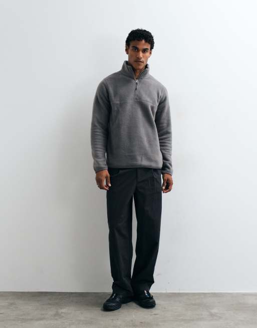 ASOS DESIGN sweat polaire à demi-zip gris, 3 de 5