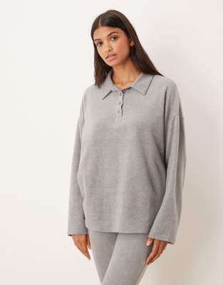 ASOS DESIGN - Sweat polaire léger à assortir avec col - Gris clair