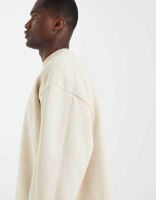 ASOS DESIGN - Sweat ras de cou oversize coupe carrée à empiècements - Neutre, 5 de 5