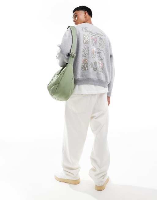 ASOS DESIGN - Sweat ras de cou oversize coupe carrée avec imprimé fleurs sur le devant et au dos, 4 de 4