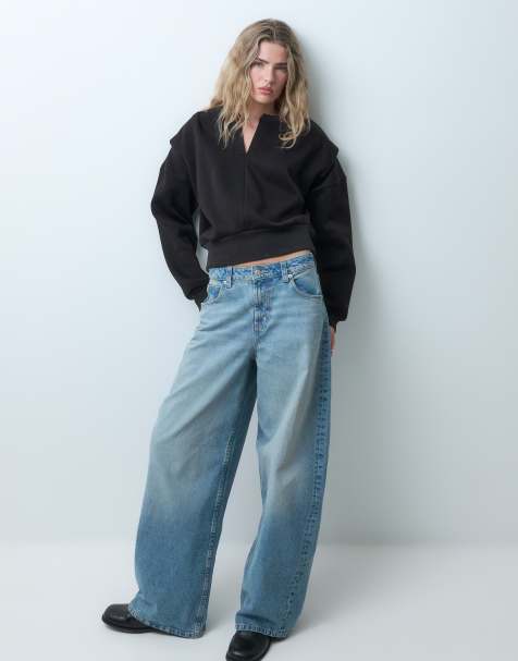 ASOS DESIGN sweat-shirt à épaules plissées avec détail échancré en noir - view 1