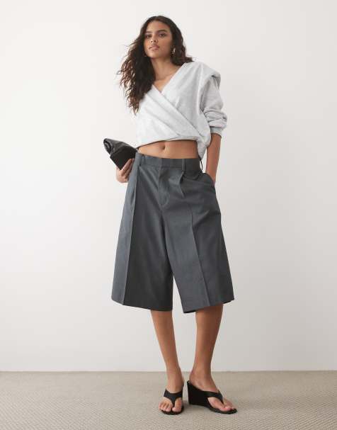 ASOS DESIGN sweat-shirt cache-cœur à manches longues avec taille cintrée en gris - view 1