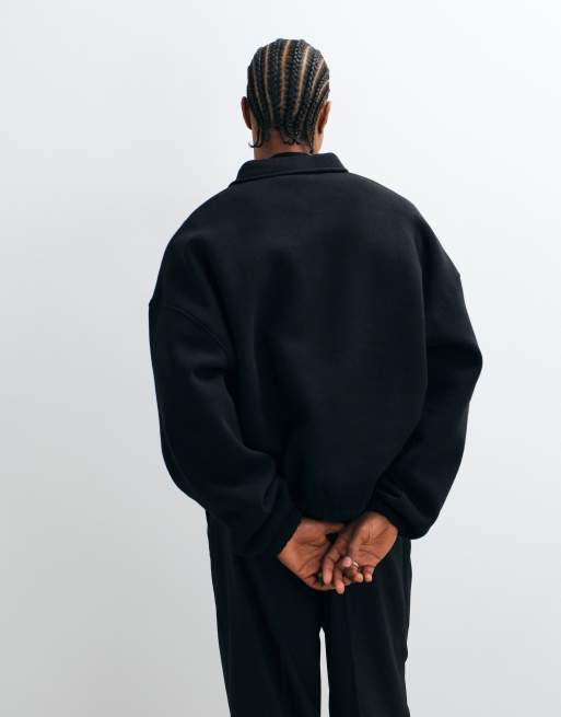 ASOS DESIGN sweat-shirt de rugby extrêmement oversize à coupe carrée noir, 4 de 5