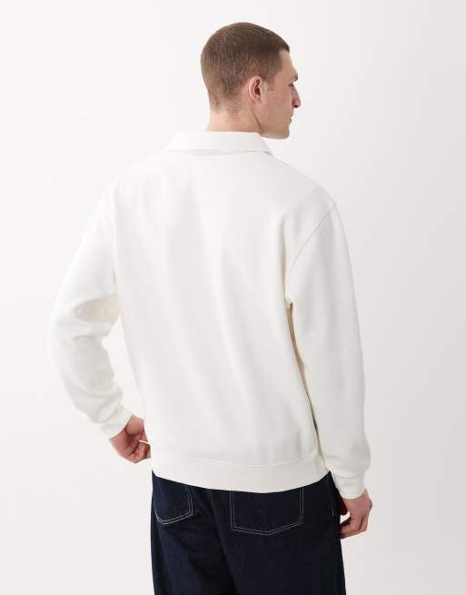 ASOS DESIGN - Sweat-shirt décontracté à col zippé - Écru, 3 de 5