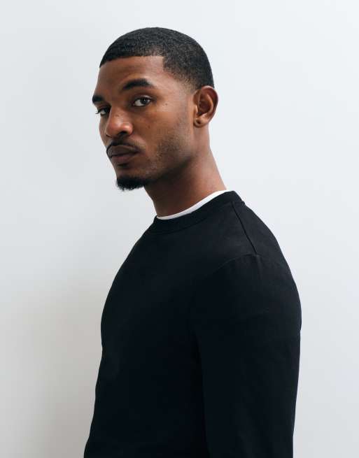 ASOS DESIGN sweat-shirt moulant col rond noir, 4 de 5