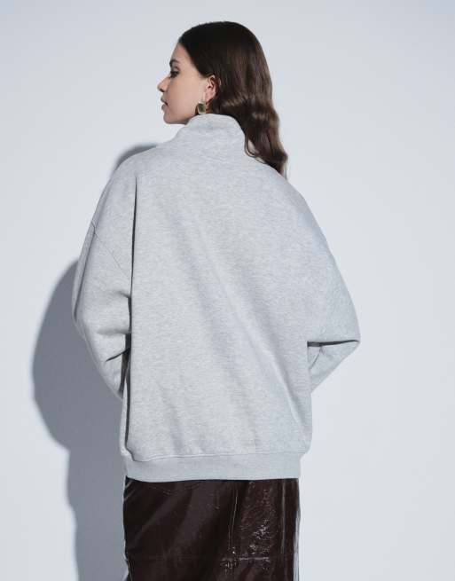 ASOS DESIGN sweat-shirt oversize à col cheminée NYC gris chiné, 4 de 4