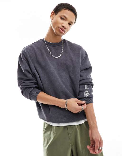 ASOS DESIGN - Sweat-shirt oversize à motif au dos - Gris, 2 de 4