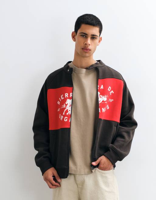 ASOS DESIGN sweat-shirt relaxed zippé intégralement avec motif western marron, 5 de 5