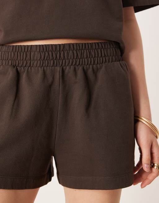 ASOS DESIGN sweat short co-ord in chocolate, 5 of 5