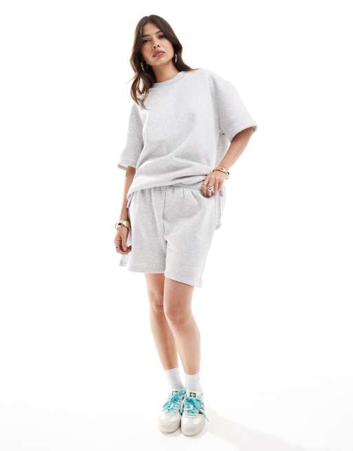 ASOS DESIGN sweat shorts co-ord in grey marl, 3 of 4