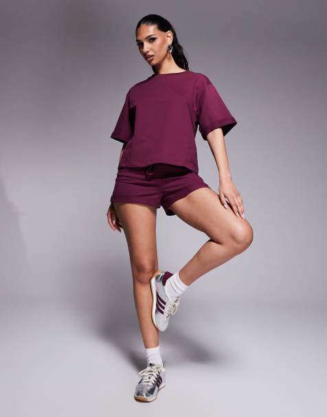 ASOS DESIGN – Sweat-Shorts in Burgunderrot, Kombiteil - view 1