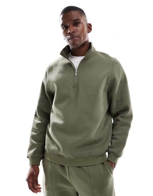 ASOS DESIGN - Sweat standard à col zippé - Vert