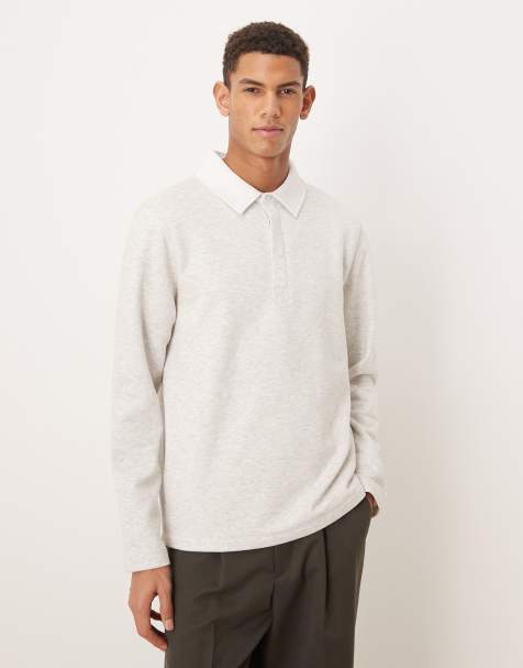ASOS DESIGN - Sweat style polo à col contrastant - Gris - view 1