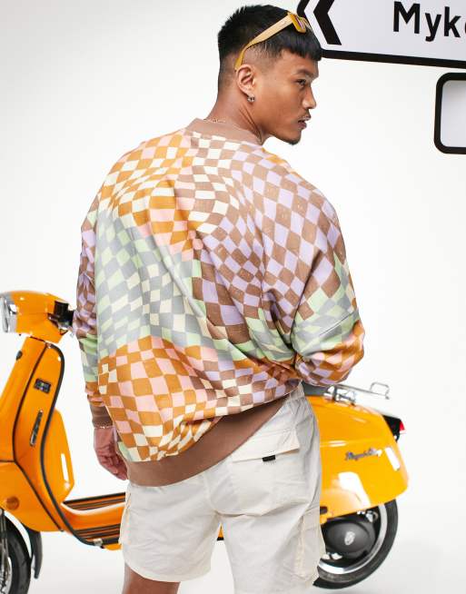 ASOS DESIGN - Sweat ultra-oversize à imprimé damier sur l'ensemble, 2 de 4