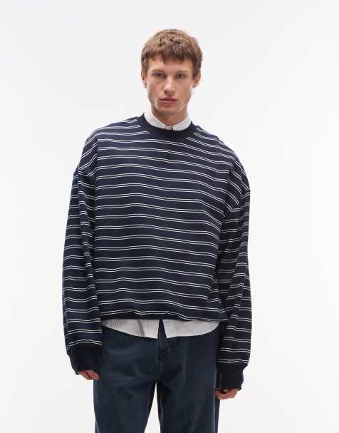 ASOS DESIGN - Sweat ultra-oversize à rayures - Bleu marine - view 1