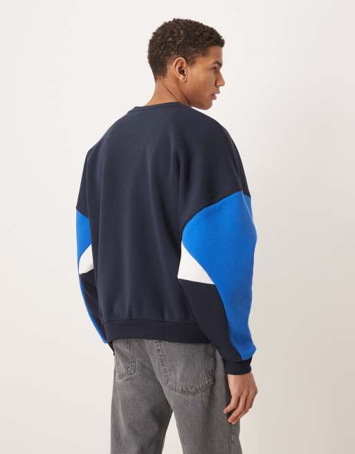 ASOS DESIGN - Sweat ultra oversize avec col ras de cou et empiècements coupé-cousu - Bleu marine, 3 de 5