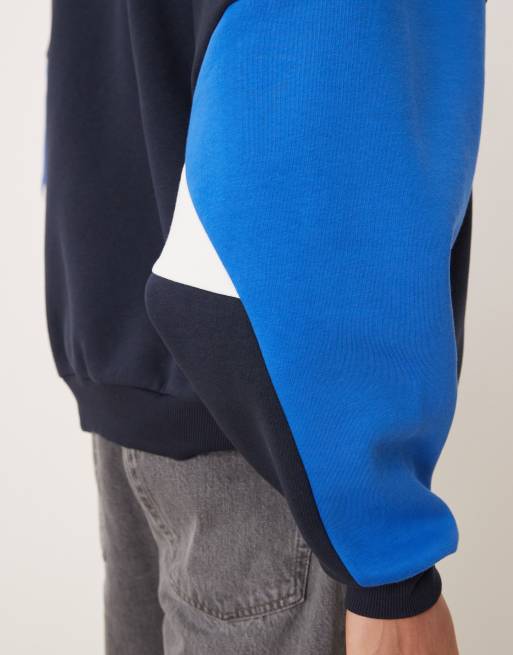 ASOS DESIGN - Sweat ultra oversize avec col ras de cou et empiècements coupé-cousu - Bleu marine, 5 de 5