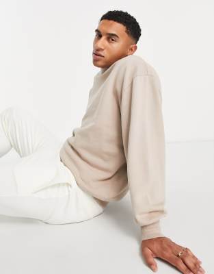 ASOS DESIGN - Sweat ultra oversize avec ourlet et poignets effet usé - Beige