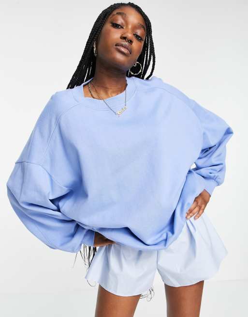 ASOS DESIGN - Sweat ultra oversize coupe cocon à coutures exposées (pièce d’ensemble) - Bleu barbeau