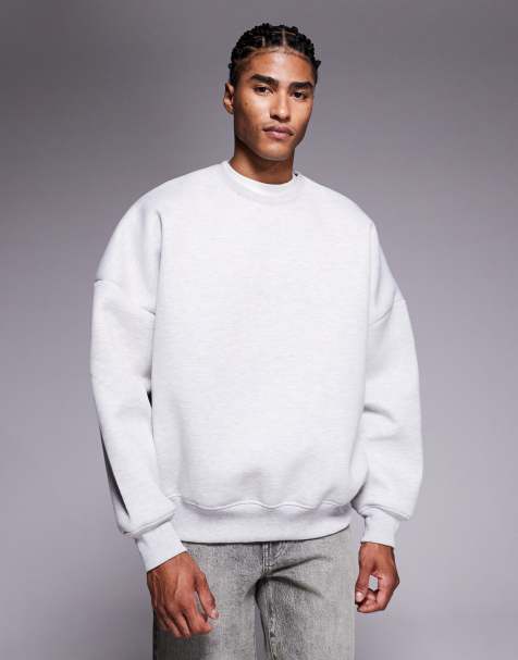 ASOS DESIGN - Sweat ultra oversize en imitation néoprène - Blanc chiné - view 1