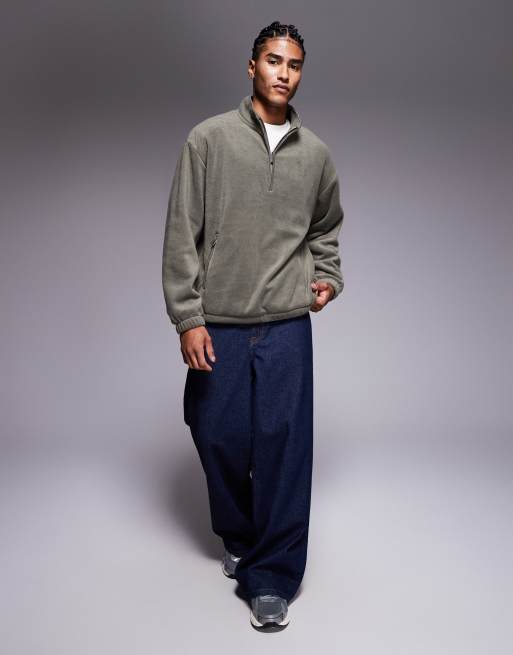 ASOS DESIGN - Sweat ultra oversize en polaire avec col cheminée zippé - Olive fumé, 2 de 5