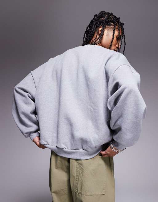 ASOS DESIGN - Sweat ultra oversize en tissu épais 400 g/m² de qualité supérieure - Gris chiné, 2 de 4